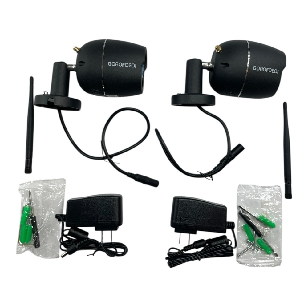 Goaofoeoi Security Camera 2 Pack 1080P Outdoor Night Vision Motion Detection NEW